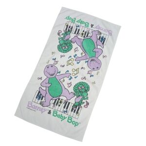 Vintage Barney Towel Bath Beach Baby Bop 1993 Lions Group Piano